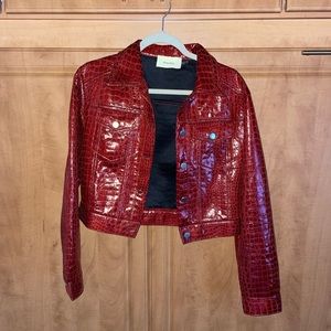 Faux Croc Leather Jacket